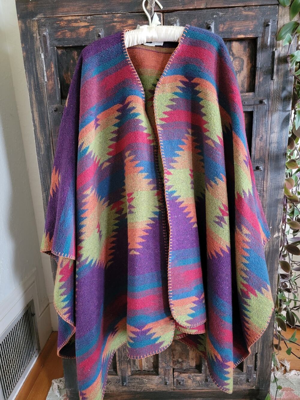 Rhonda Stark Aztec Wool Blend Mega Poncho One Size